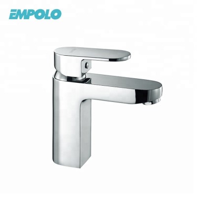 Bathroom chrome plating single handle hot and cold water tap basin faucet